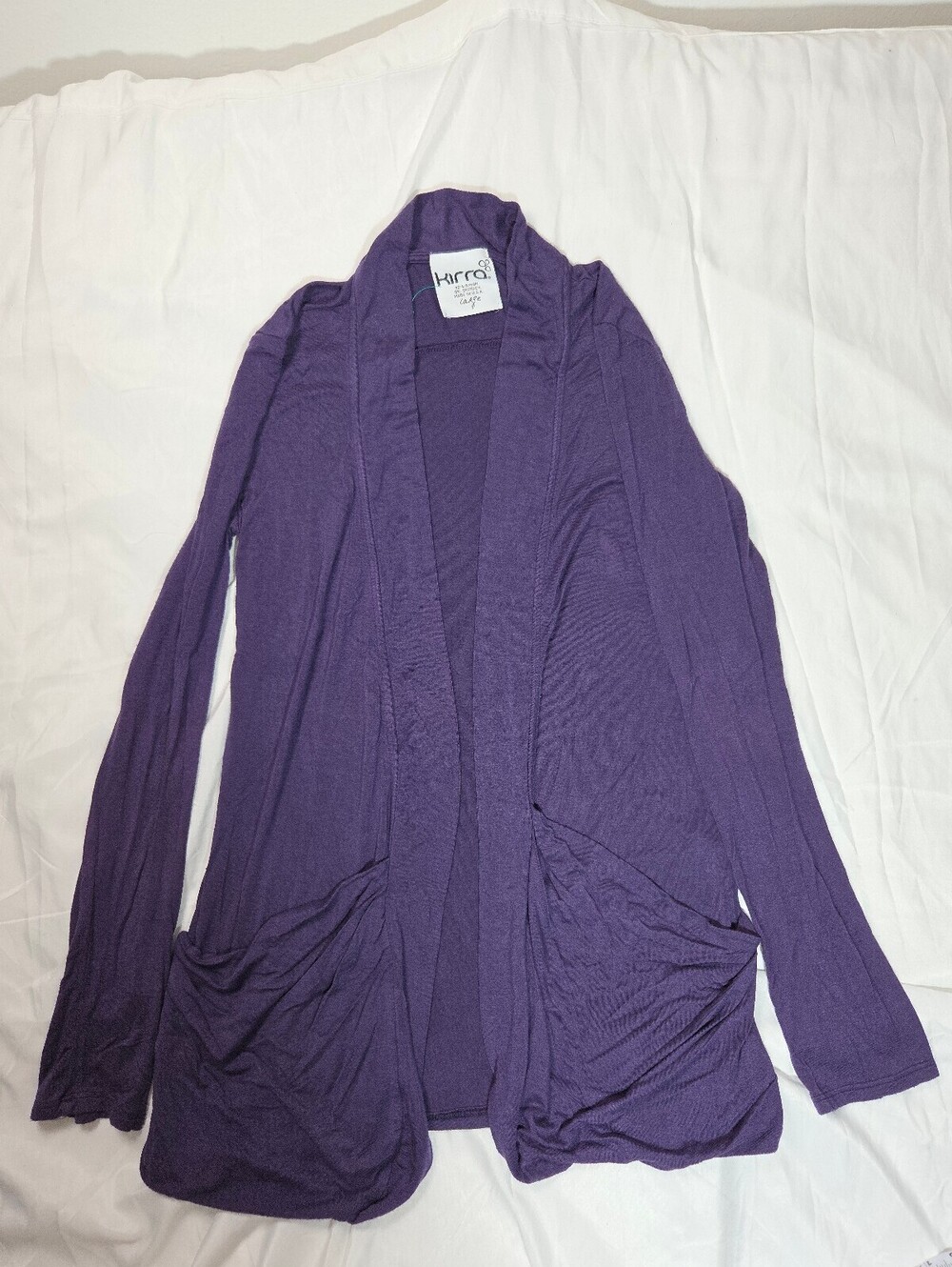 Kirra Purple Long Sleeve Open Front Cardigan Large